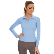 Blue Reißverschluss Baselayer Equestrian Competition Shirt